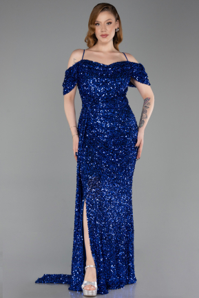 Sächsischblau Abendkleid İn Übergröße Lang ABU5232