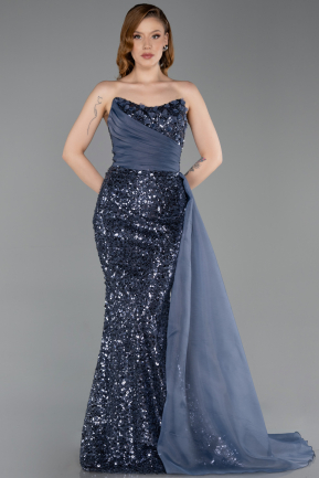 Abendkleid Lang Schuppig Anthrazit ABU6173