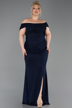 Abendkleid in Übergröße Lang Marineblau ABU5714