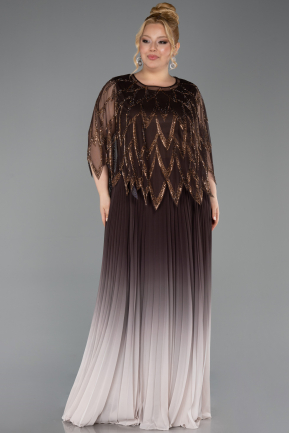 Braun Abendkleid İn Übergröße Chiffon Lang ABU4633