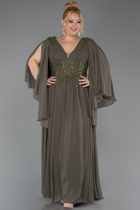 Khaki Abendgarderobe İn Großen Größen Chiffon Lang ABU4638