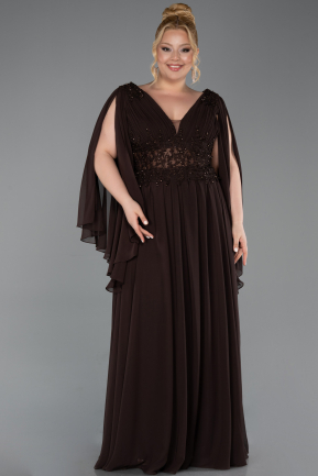 Braun Abendgarderobe İn Großen Größen Chiffon Lang ABU4638