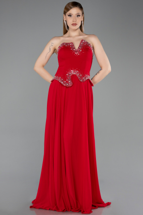 Abendkleid Lang Chiffon Rot ABU6188