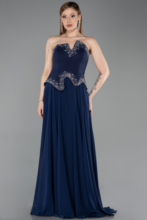 Abendkleid Lang Chiffon Marineblau ABU6188