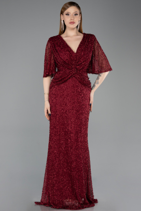 Weinrot Abendkleid İn Übergröße Lang ABU4542