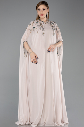 Abendkleid in Übergröße Lang Chiffon Beige ABU6175