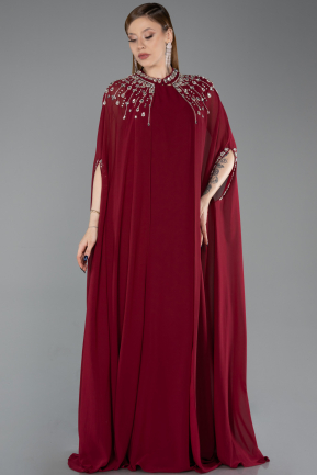 Weinrot Abendkleid İn Übergröße Chiffon Lang ABU5845