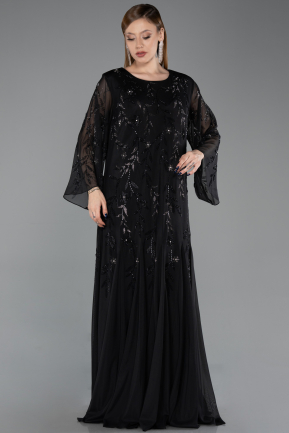 Abendkleid in Übergröße Lang Chiffon Schwarz ABU6176