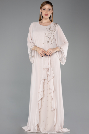 Abendkleid in Übergröße Lang Chiffon Beige ABU6177