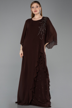 Abendkleid in Übergröße Lang Chiffon Braun ABU6177