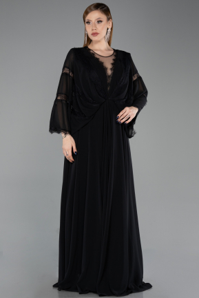 Abendkleid in Übergröße Lang Chiffon Schwarz ABU6178