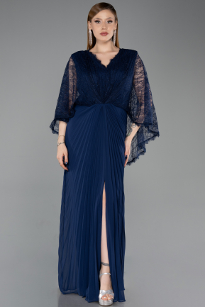 Abendkleid in Übergröße Lang Chiffon Marineblau ABU6181