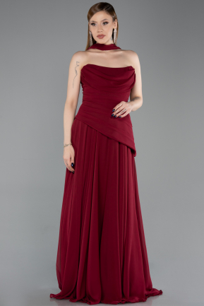 Weinrot Abschlusskleid Chiffon Lang ABU5763