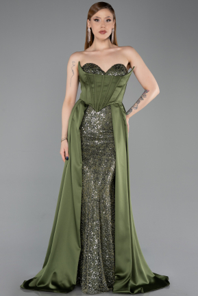 Standesamtkleid Lang Satin Khaki ABU6193