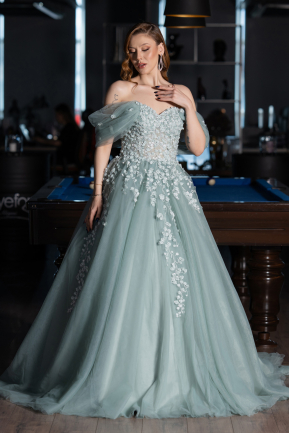 Minzgrün Designer Abendkleid Lang ABU3600
