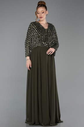 Khaki Kleider İn Großen Größen Chiffon Lang ABU5859