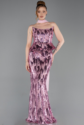 Abendkleid Lang Schuppig Puder ABU6202
