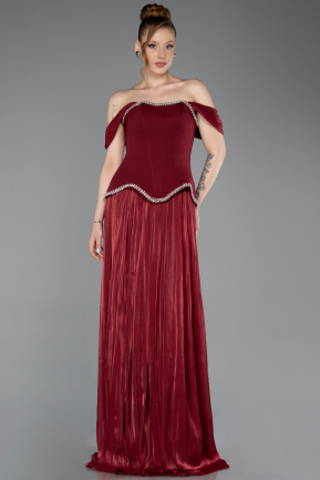 Abendkleid Lang Chiffon Weinrot ABU6203