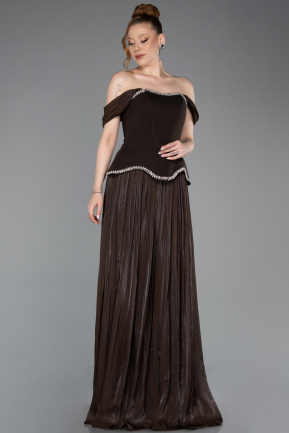 Abendkleid Lang Chiffon Braun ABU6203