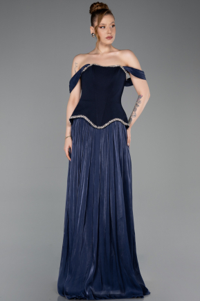 Abendkleid Lang Chiffon Marineblau ABU6203