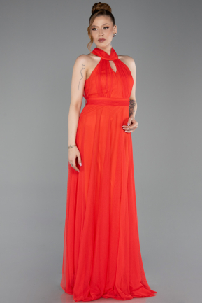 Zinnoberrot Abschlusskleid Lang ABU3252