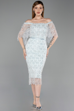 Partykleid Midi Perlenbesetzt Minzgrün ABK2634