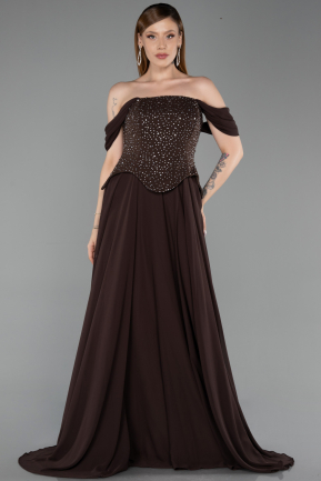 Abendkleid Lang Chiffon Braun ABU6221