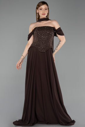 Abendkleid Lang Chiffon Braun ABU6221