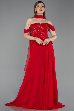 Abendkleid Lang Chiffon Rot ABU6221