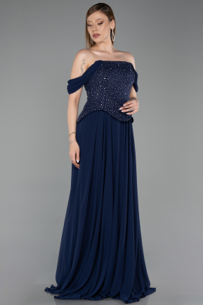 Abendkleid Lang Chiffon Marineblau ABU6221