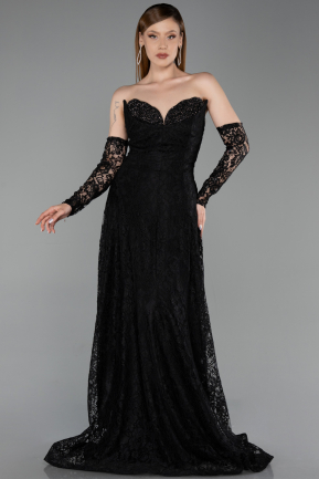 Abendkleid Lang Spitze Schwarz ABU6229