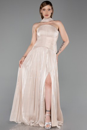 Abendkleid Lang Chiffon Beige ABU6635