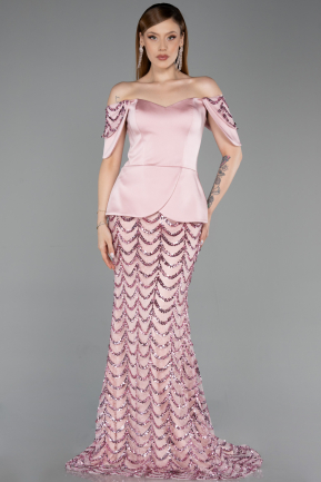 Abendkleid Lang Schuppig Puder ABU6243