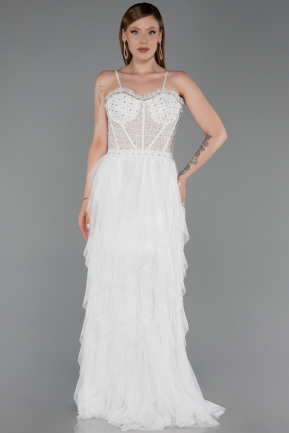 Abendkleid Lang Weiß ABU6245