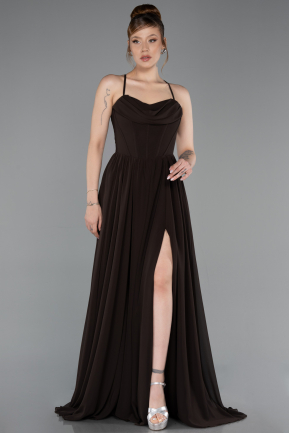 Abschlusskleid Lang Chiffon Braun ABU6223