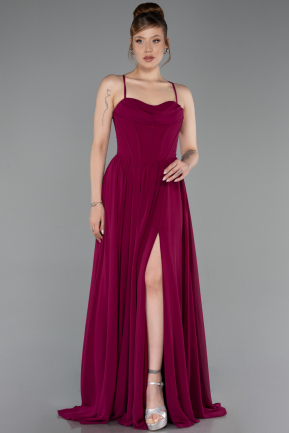 Abschlusskleid Lang Chiffon Pflaume ABU6223