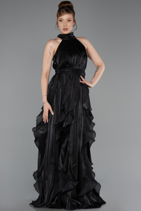 Abschlusskleid Lang Chiffon Schwarz ABU6227