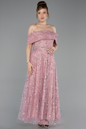 Partykleid Midi Perlenbesetzt Puder ABK2639