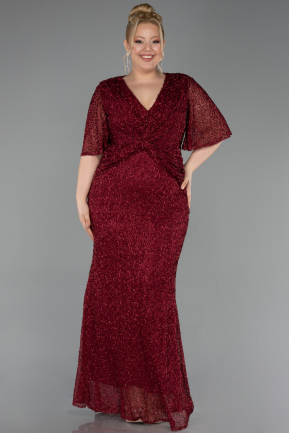 Weinrot Abendkleid İn Übergröße Lang ABU4542