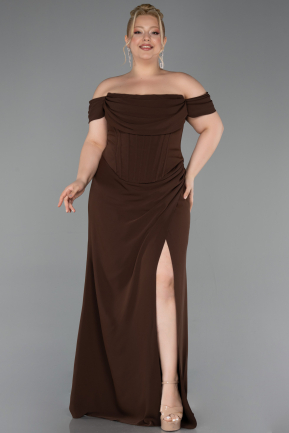 Abschlusskleid In Übergröße Lang Braun ABU6246
