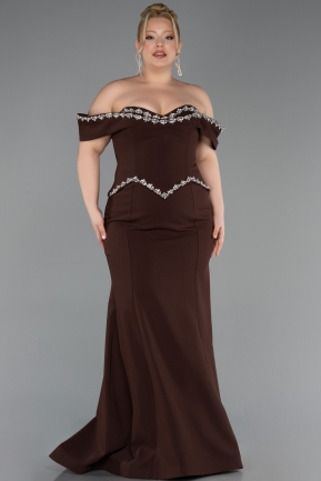 Abendkleid in Übergröße Lang Braun ABU6199