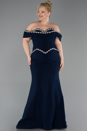 Abendkleid in Übergröße Lang Marineblau ABU6199