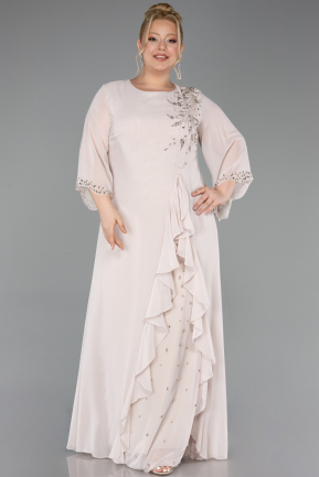 Abendkleid in Übergröße Lang Chiffon Beige ABU6177