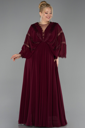 Abendkleid in Übergröße Lang Chiffon Kirschrot ABU6178