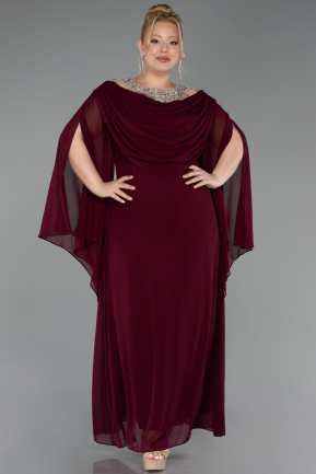 Kirschrot Abendkleid İn Übergröße Chiffon Lang ABU6068