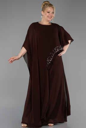 Abendkleid in Übergröße Lang Chiffon Braun ABU6179