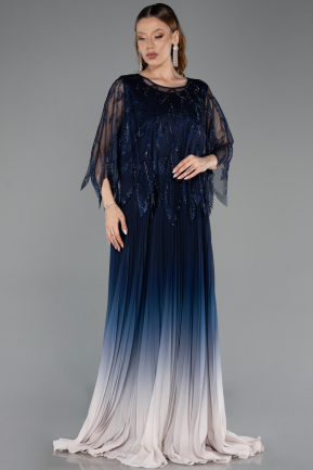 Marineblau Abendkleid İn Übergröße Chiffon Lang ABU4633