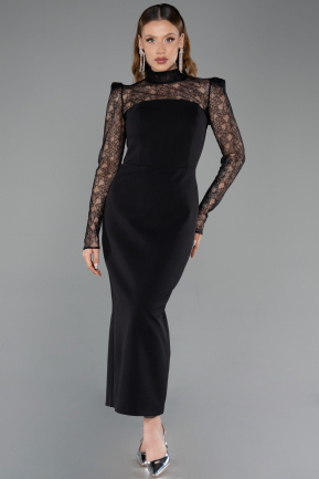 Abendkleid Midi Schwarz ABK2655