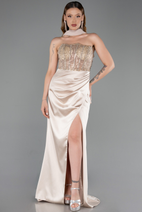 Abendkleid Lang Satin Gold ABU6276