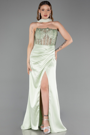 Abendkleid Lang Satin Minzgrün ABU6276